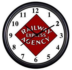 Railway Express Agency Railroad Clock - T-shirts - Magnets  - Mugs - Decals - Lighters